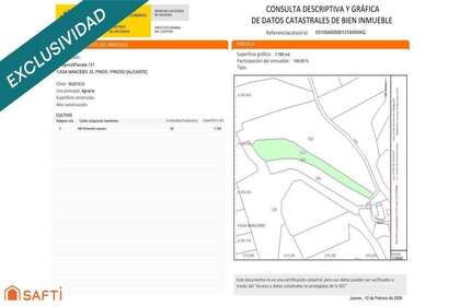 Rural/Agricultural land for sale in Pinoso, Alicante. 